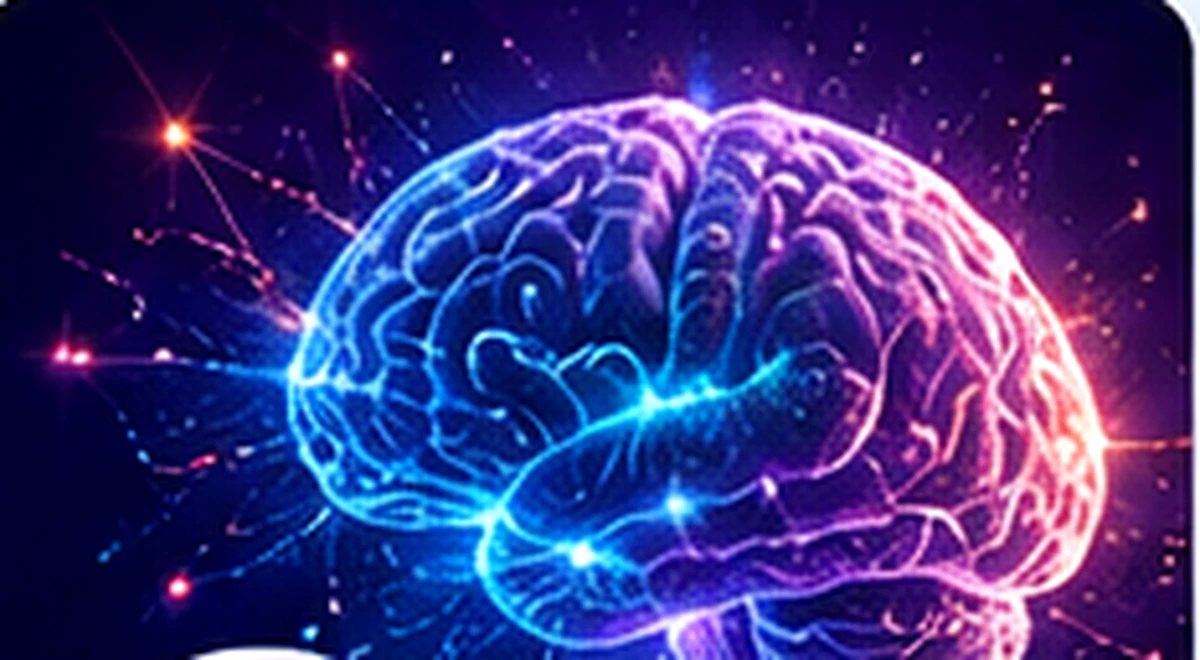 Abstract illuminated brain representing self-awareness, communication and thinking patterns